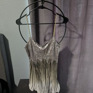 BKE Glittering Silver and Cream Camisole